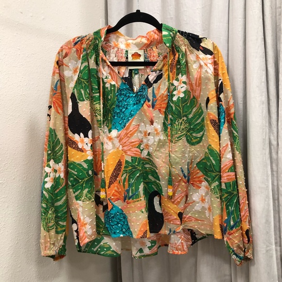 FARM Rio Tops - FARM Rio Anthropologie new with tags size XS multicolor floral birds print top